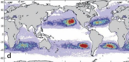 Ocean Gyres collect plastic © SW
